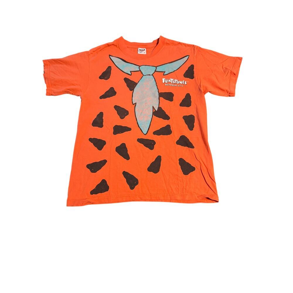 Anvil 90s Size Medium The Flintstones Fred Flintstones Tuxedo T-Shirt Orange